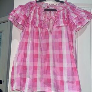 Buddy Love Pink Plaid Ruffle Blouse